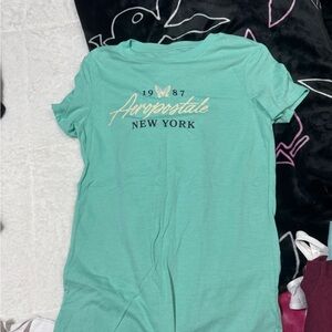 Aeropostale Women's Light Green Graphic Tee